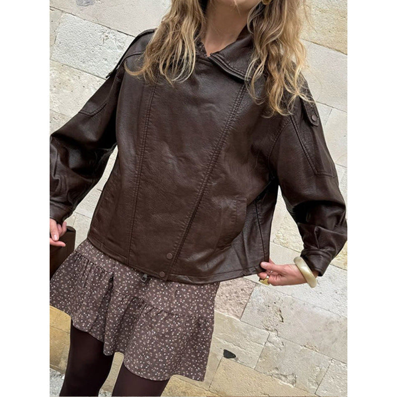 Women's trendy leather jacket in urban style NOVAE