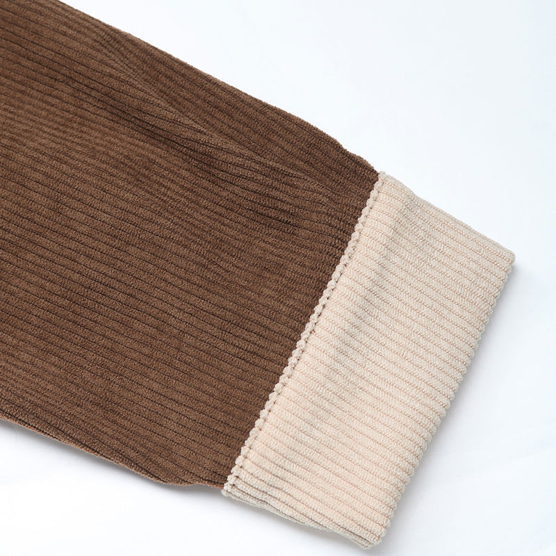 Women's corduroy shirt with a fashionable color block design and sporty character NOVAE