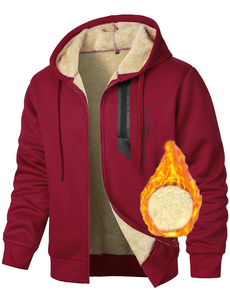 Men's fleece hooded jacket with warm lining and practical zipped pockets NOVAE