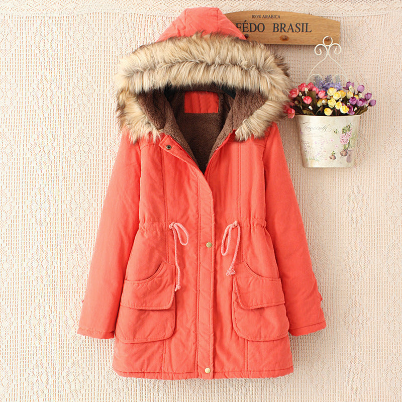 Women's lined parka jacket with detachable faux fur collar and practical pockets NOVAE