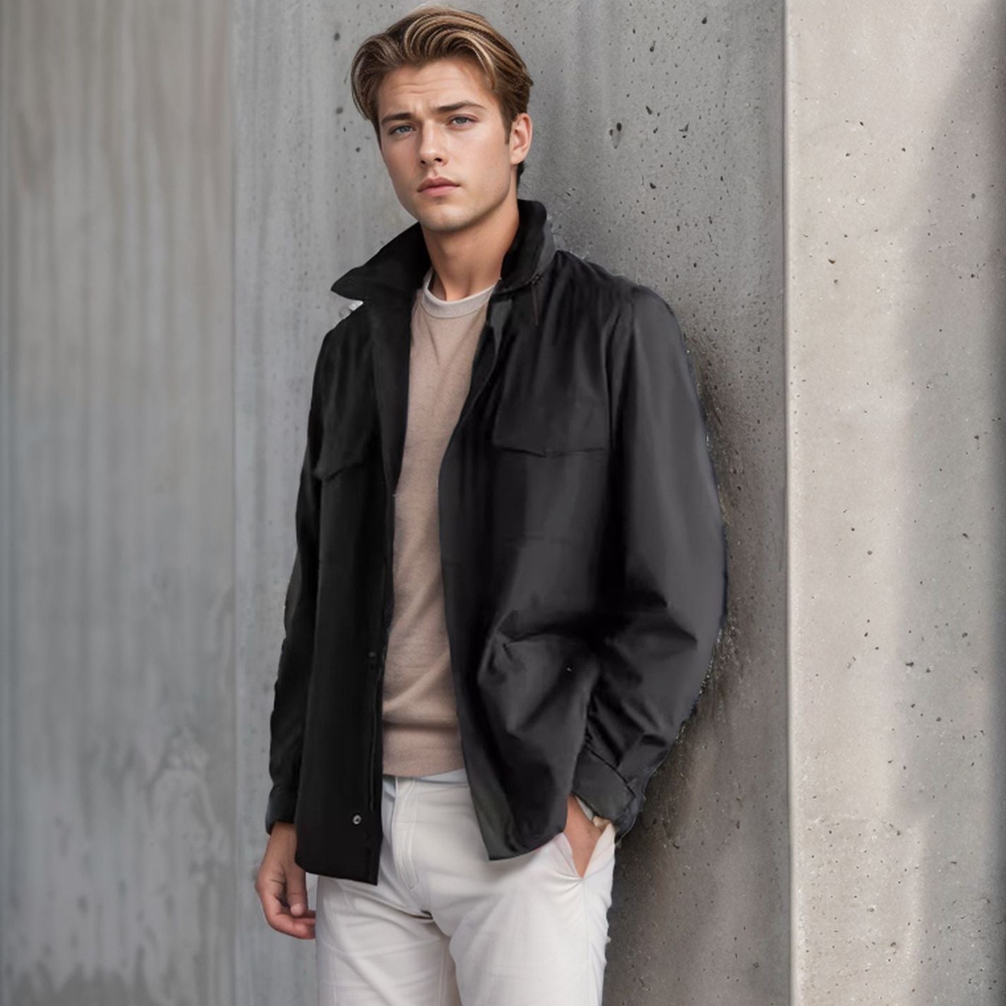 Men's versatile utility jacket with high collar and practical pockets NOVAE
