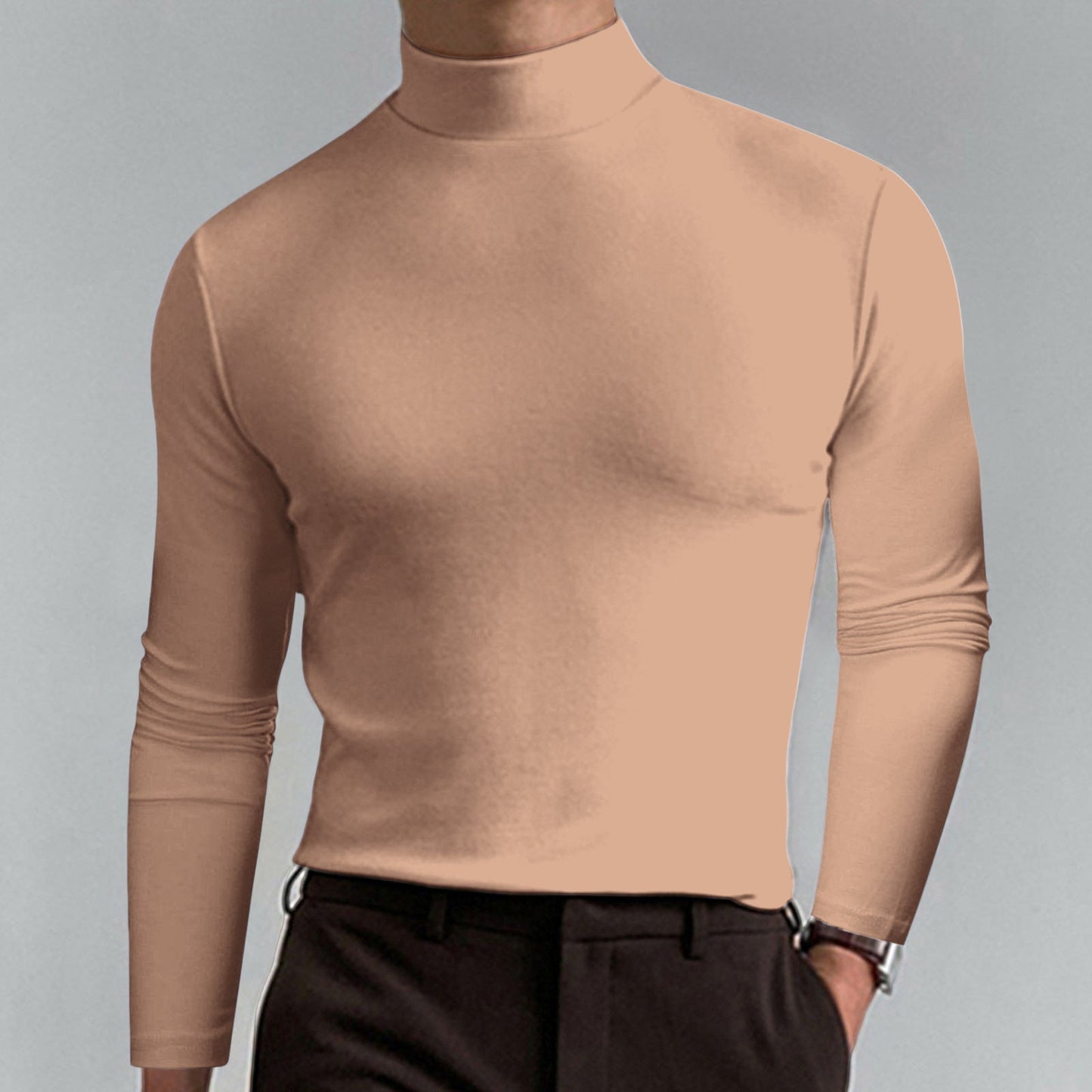 Men's high-quality roll-neck sweater made from a fine cotton blend NOVAE
