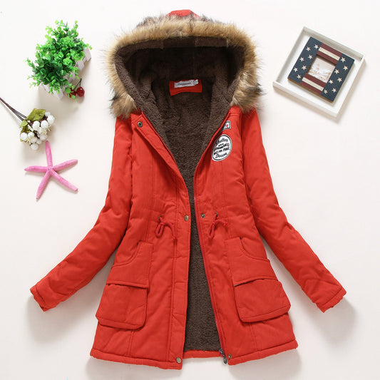 Women's quilted parka jacket with hood and faux fur lining NOVAE