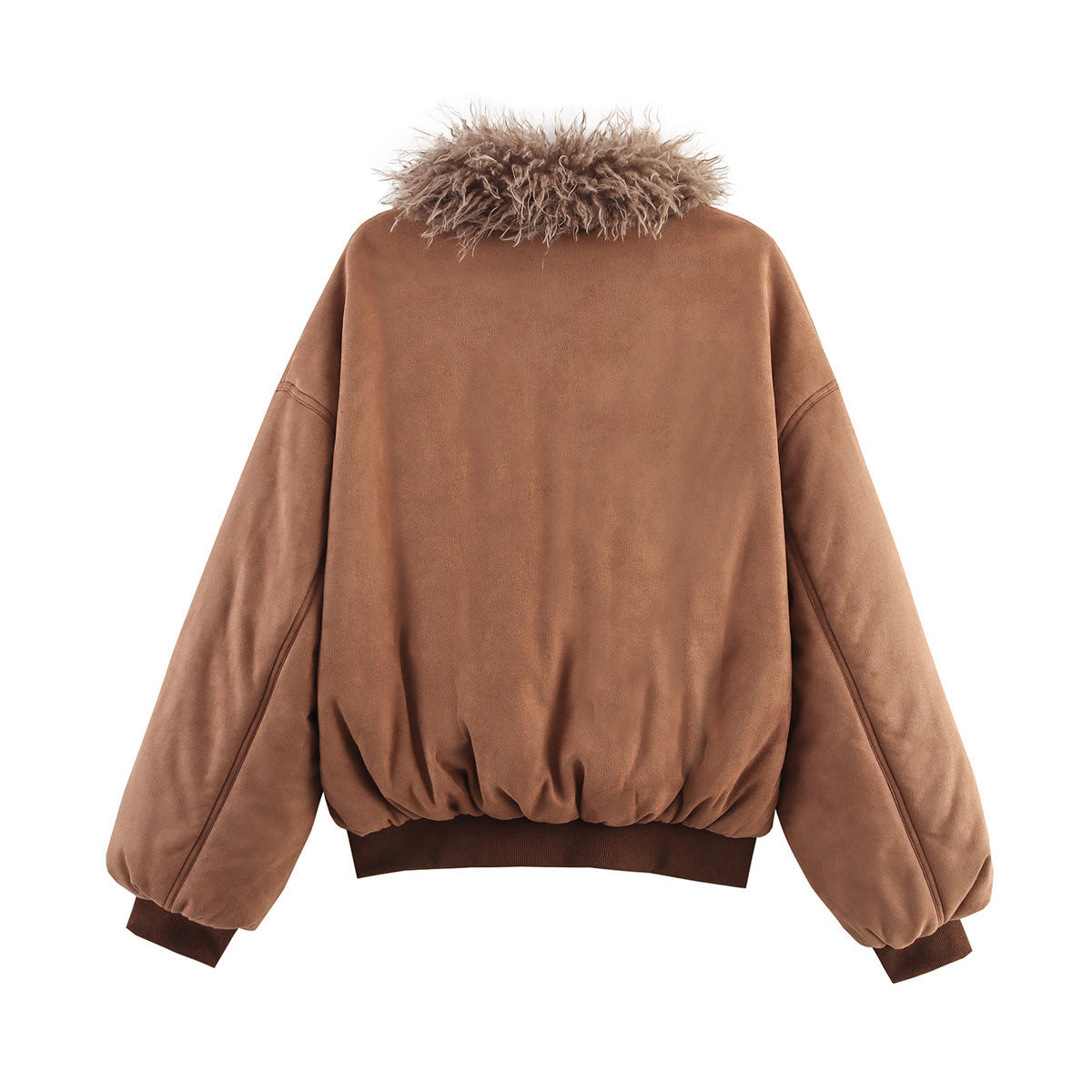 Women's cozy suede jacket with fur collar NOVAE