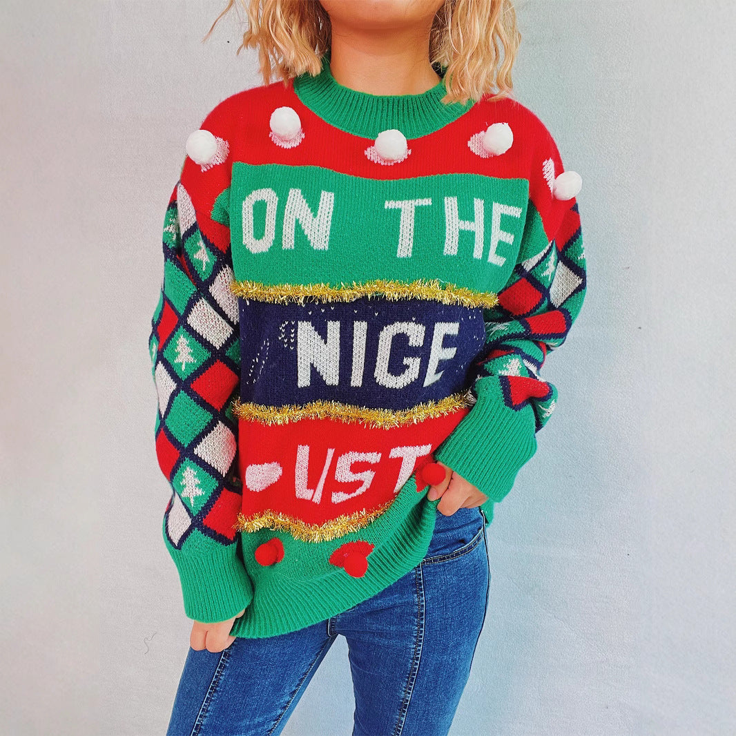 Women's Christmas sweater with three-dimensional motifs and glittering accents NOVAE