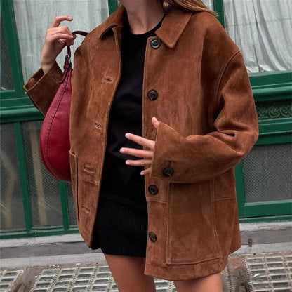 Women's fashionable suede jacket in a casual oversized cut NOVAE
