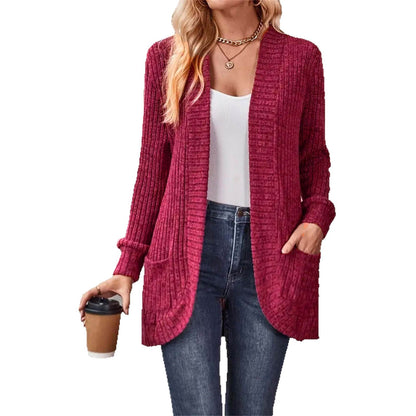 Women's open-front cardigan with fashionable ribbed texture NOVAE