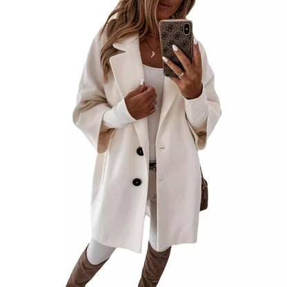 Women's casual oversized coat with double button closure NOVAE