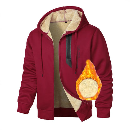 Men's fleece hooded jacket with warm lining and practical zipped pockets NOVAE