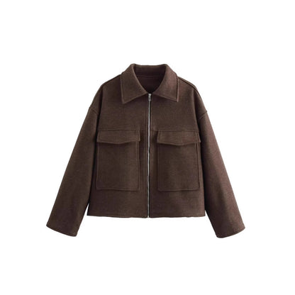 Women's casual jacket with patch pockets and zipper NOVAE