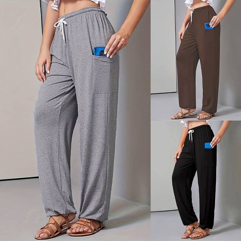 Women's Comfortable Leisure Trousers with Practical Pockets and Elastic Waistband NOVAE