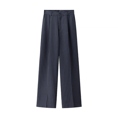 Women's wide-leg high-waisted trousers with elegant stripes NOVAE