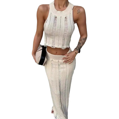 Women's two-piece outfit with elegant knit pattern NOVAE