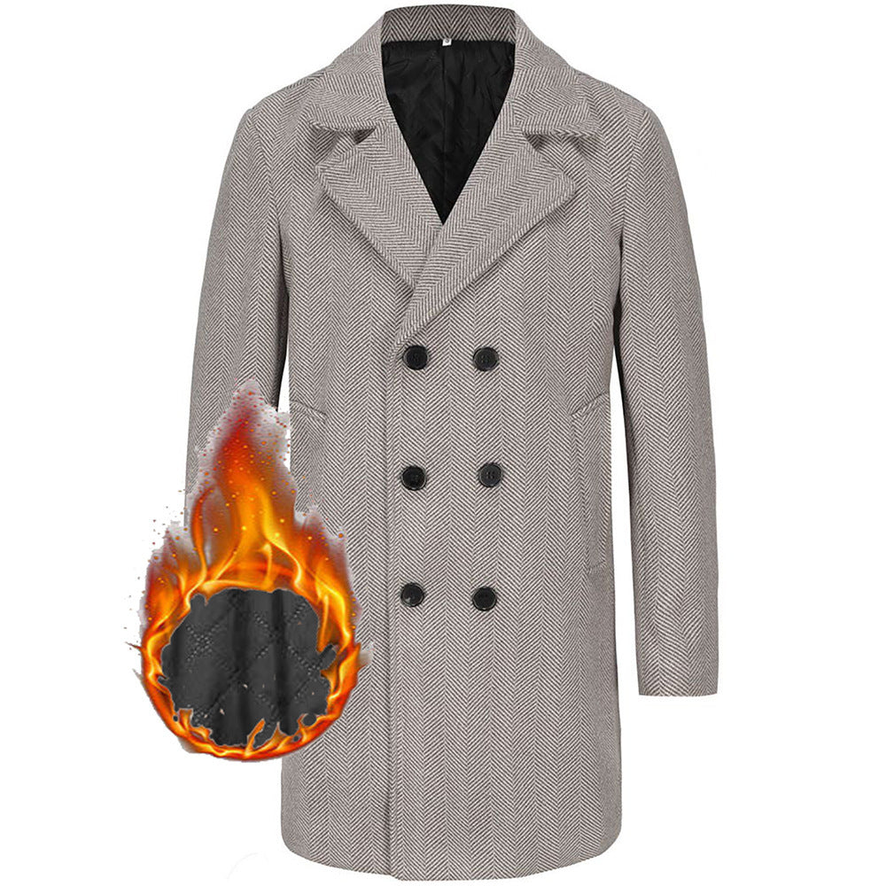 Men's elegant double-breasted herringbone coat NOVAE