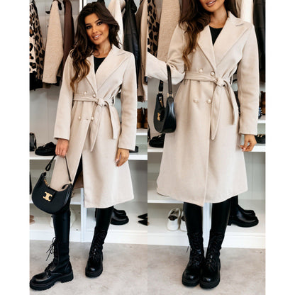 Women's Elegant Trench Coat with Asymmetrical Cut and Belt NOVAE