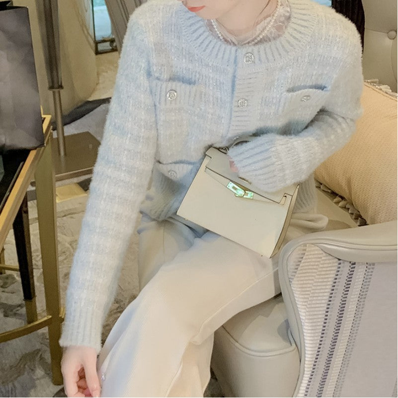 Women's cardigan with pockets and decorative buttons NOVAE