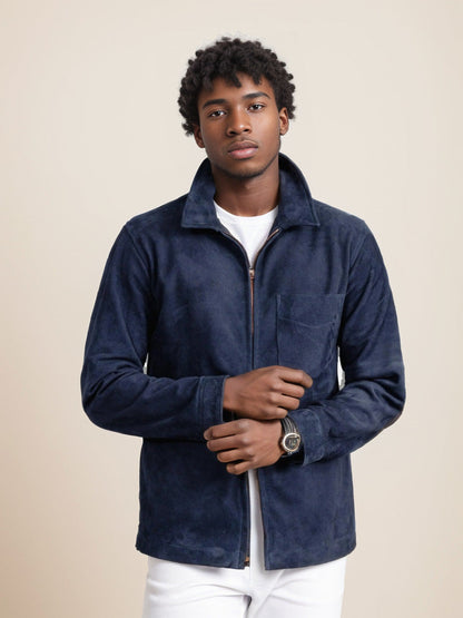 Men's stylish and casual suede jacket with stand-up collar NOVAE