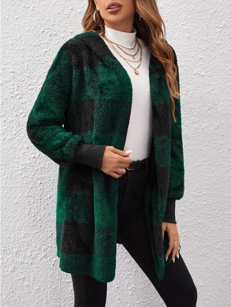 Women's cozy plaid jacket with soft material and relaxed fit NOVAE