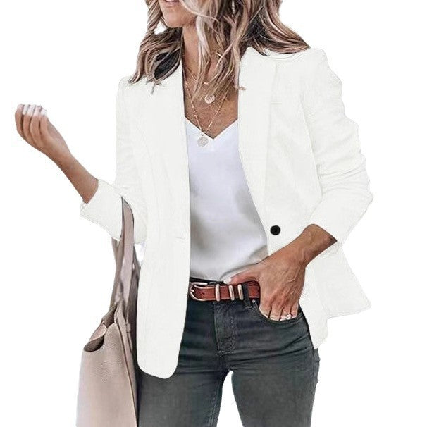 Women's elegant blazer jacket with a tailored cut and discreet pockets NOVAE