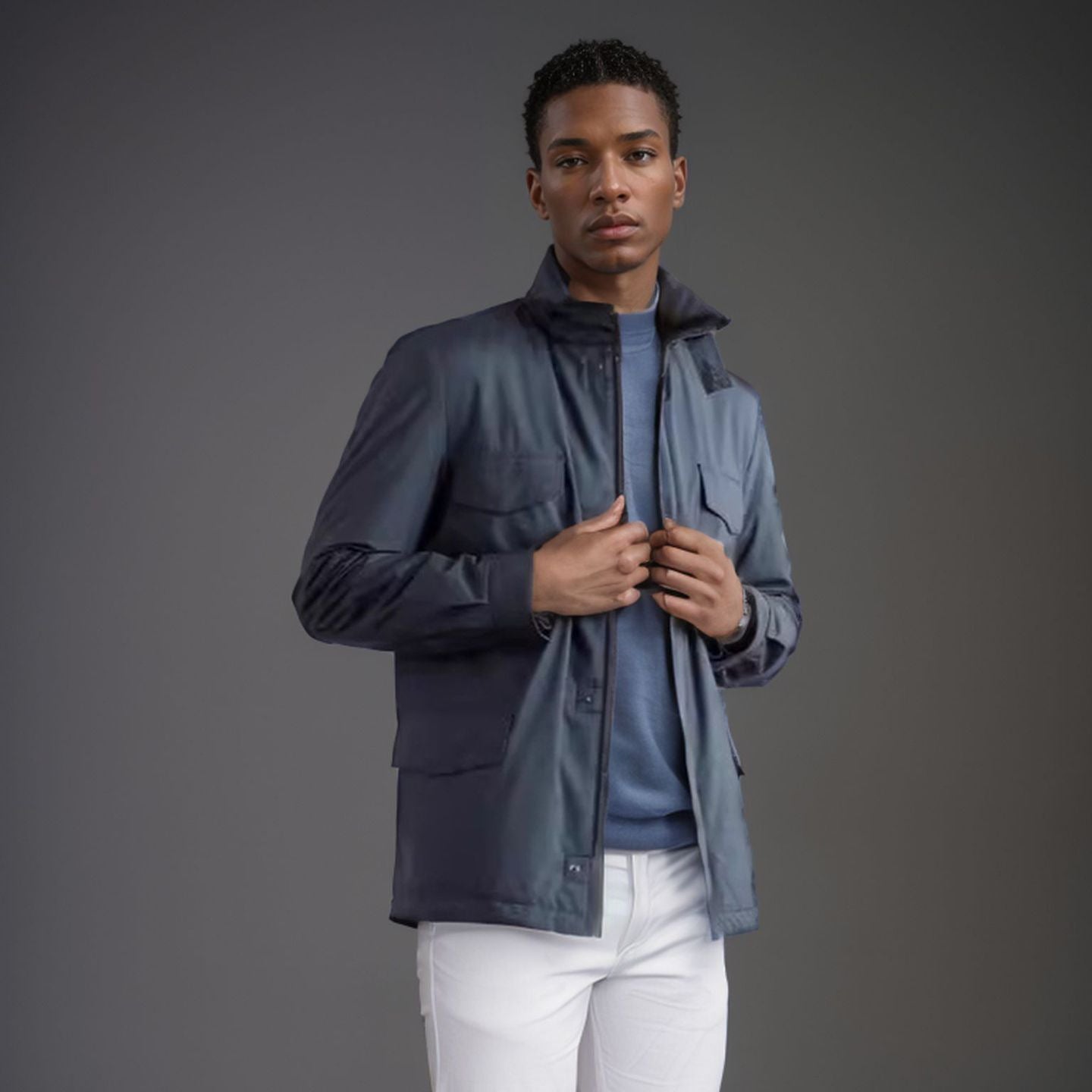 Men's versatile utility jacket with high collar and practical pockets NOVAE
