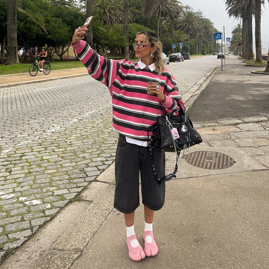 Women's casual striped sweater with a modern cut NOVAE