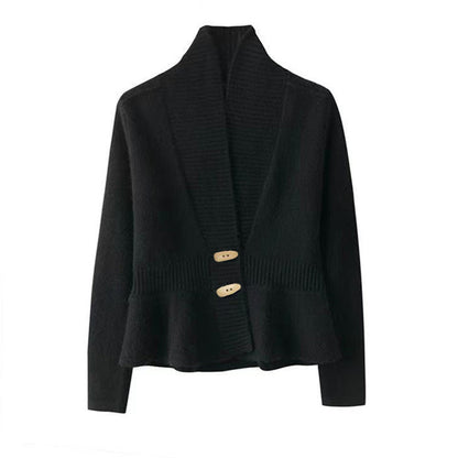 Women's cardigan with asymmetrical cut and decorative buttons NOVAE