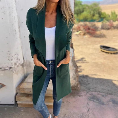 Women's elegant long jacket with open cut NOVAE