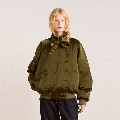 Women's urban bomber jacket with elegant details and high collar NOVAE