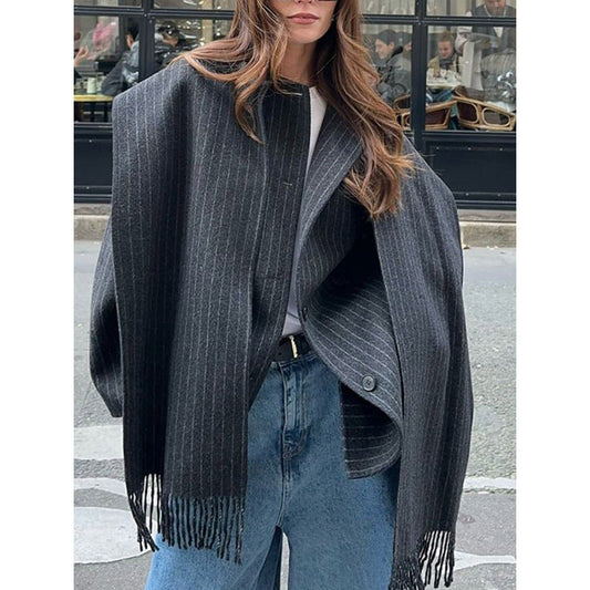 Women's fashionable and casual wool jacket with a chic collar NOVAE