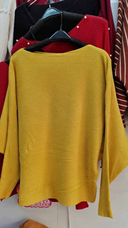 Women's oversized knit sweater with sophisticated rib design and wide cut NOVAE