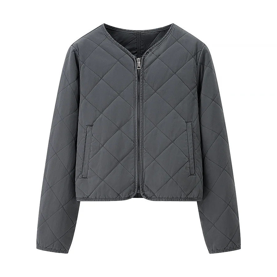 Women's quilted transitional jacket with practical pockets and elegant stand-up collar NOVAE