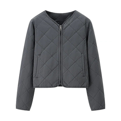 Women's quilted transitional jacket with practical pockets and elegant stand-up collar NOVAE