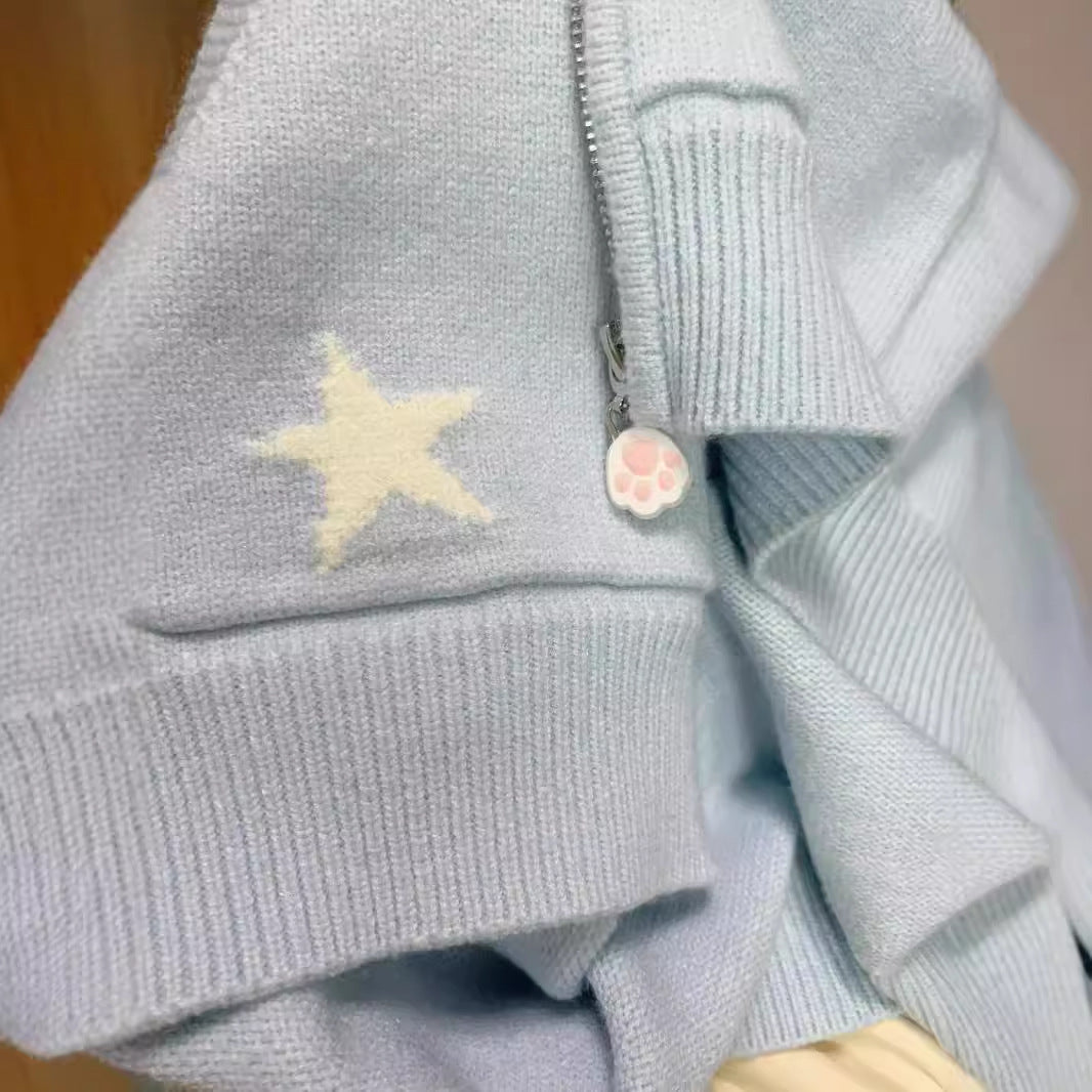 Women's hooded jacket with playful animal motifs and pompoms NOVAE