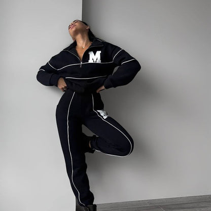Women's casual tracksuit with modern vertical stripes NOVAE