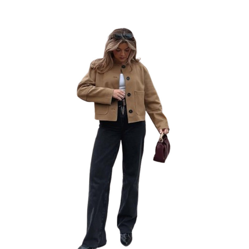 Women's fashionable jacket in a minimalist cut with practical pockets NOVAE