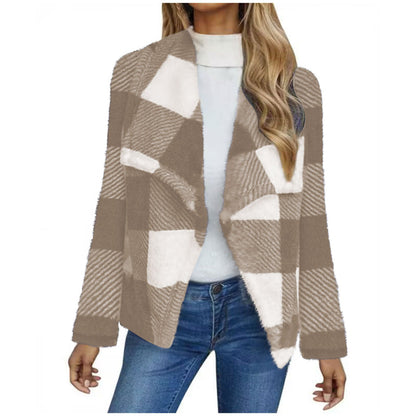 Women's Cozy Jacket in Checkered Design NOVAE