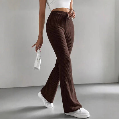 Women's Elegant and Comfortable Ribbed High-Waisted Trousers NOVAE