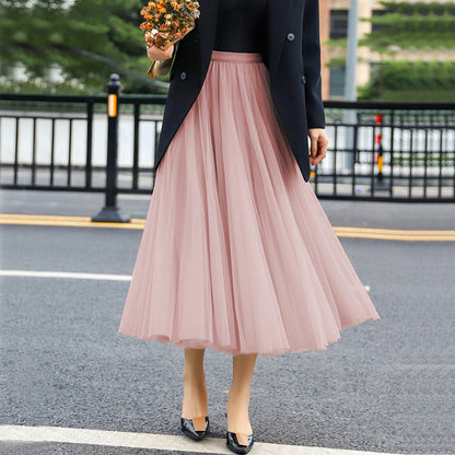 Women's Elegant Tulle Skirt with Wide Swing Cut and Elastic Waistband NOVAE