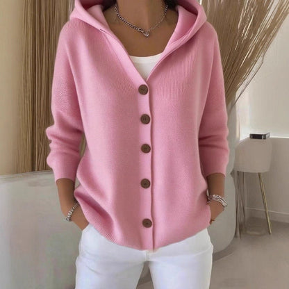 Women's hooded cardigan with practical button details and a relaxed fit NOVAE