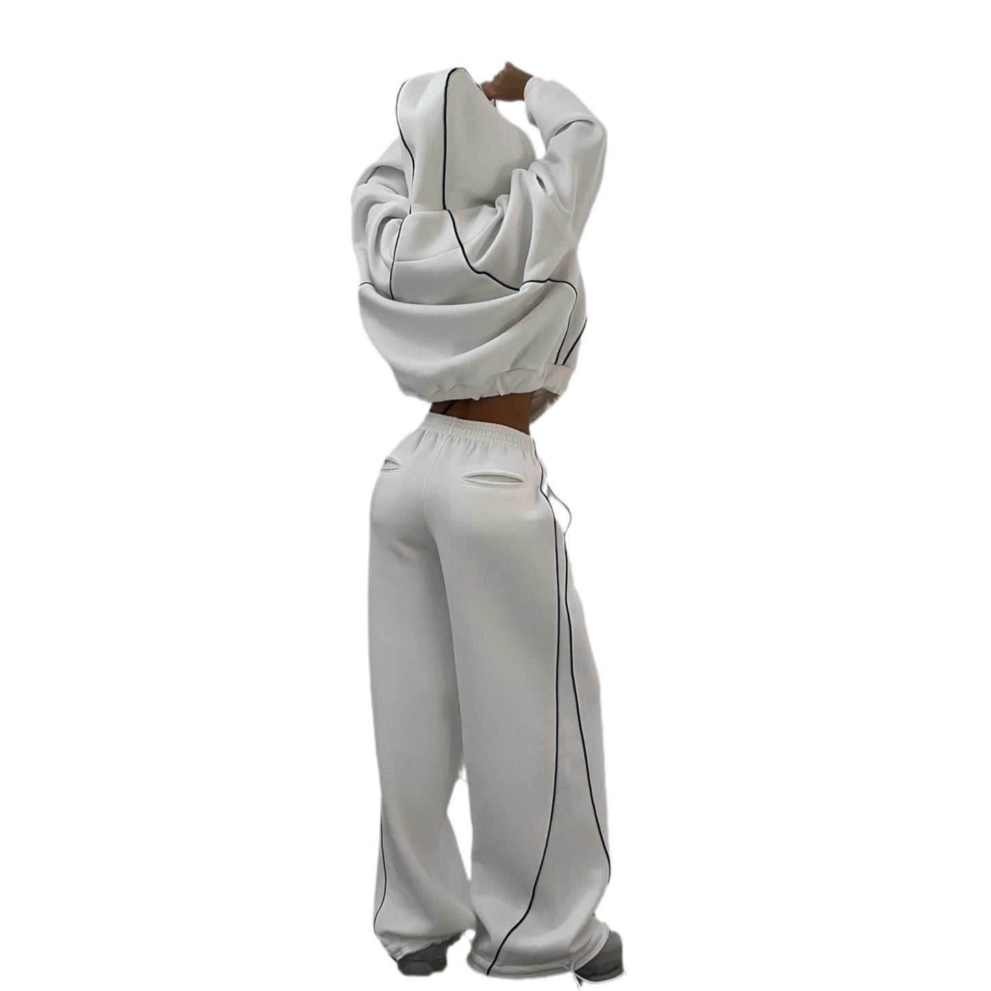 Women's hooded jacket with modern contrast stitching and kangaroo pocket NOVAE