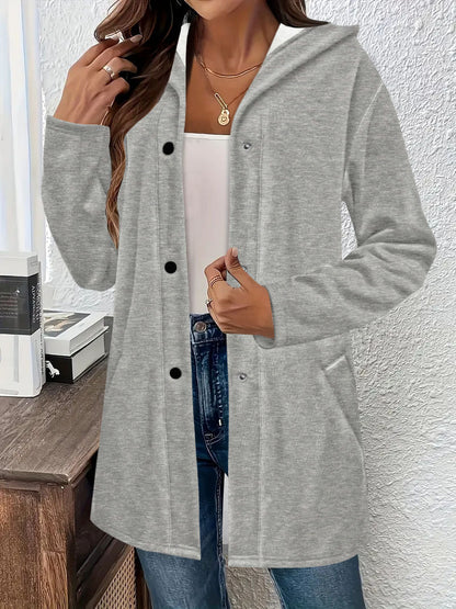 Women's Casual Jacket with Hood and Button Closure NOVAE