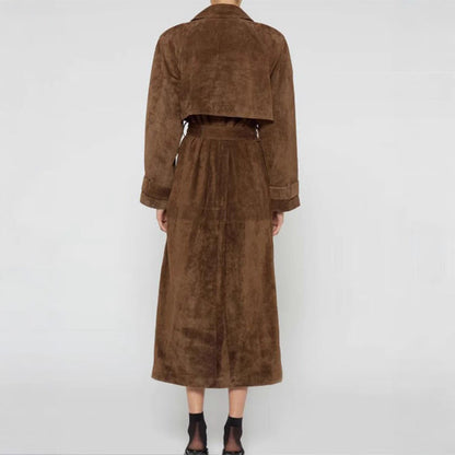 Women's Elegant Knee-Length Faux Suede Trench Coat NOVAE