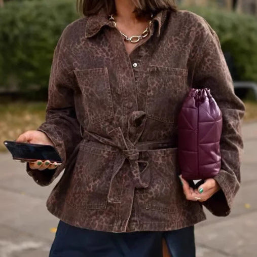 Women's linen shirt jacket with tailored cut and belt NOVAE