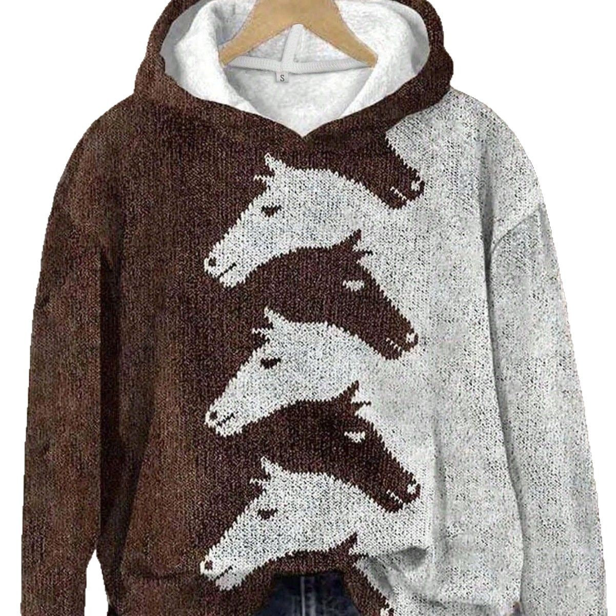 Women's hoodie with creative horse pattern and comfortable fit NOVAE