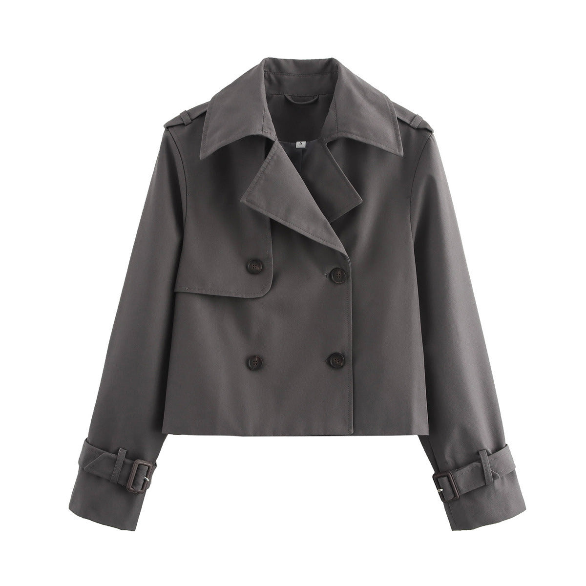 Women's cropped trench jacket with double button placket and adjustable sleeves NOVAE