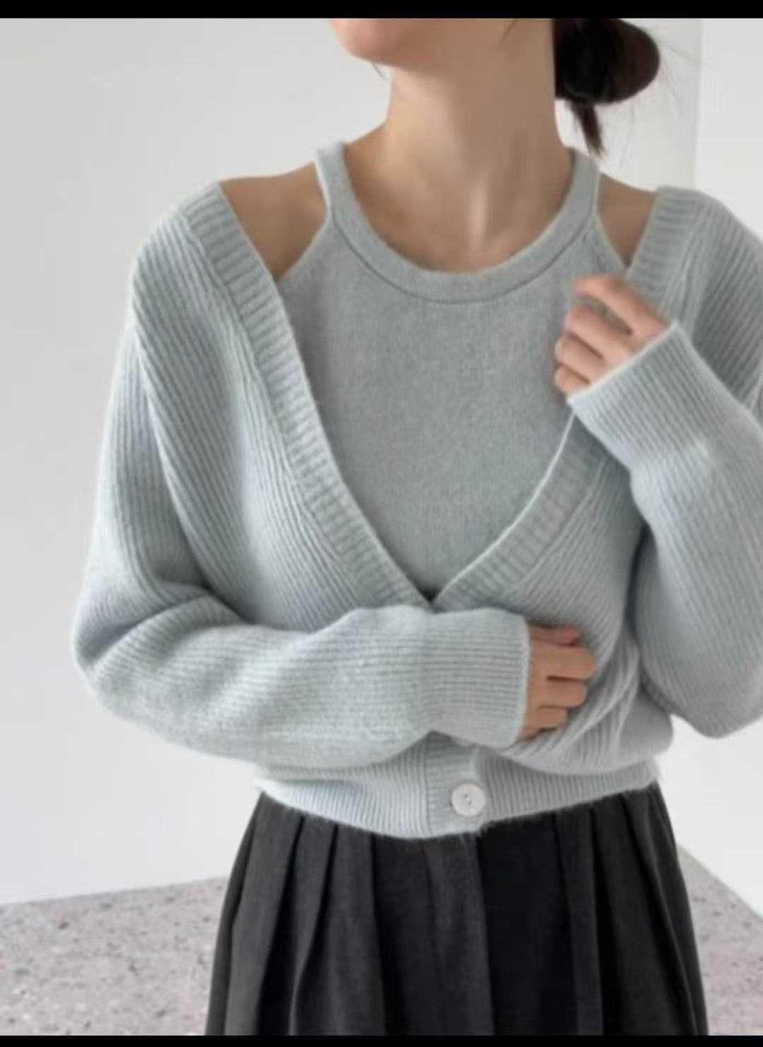 Women's open-cut ribbed cardigan NOVAE