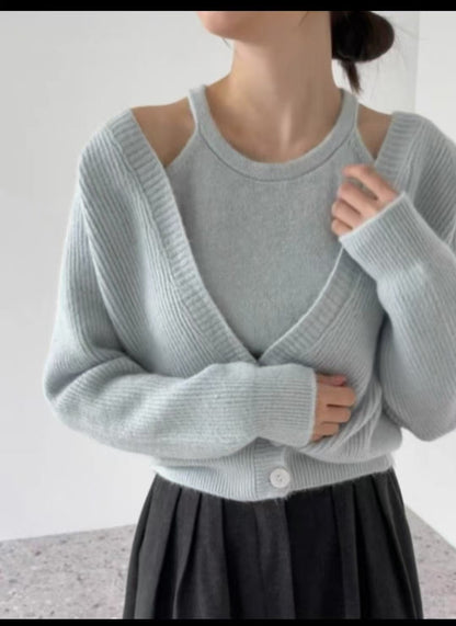 Women's open-cut ribbed cardigan NOVAE