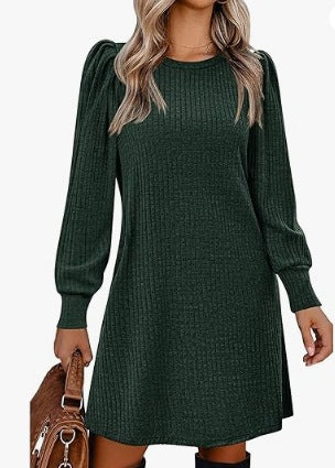 Women's sweater dress with ruffle details and side pockets NOVAE