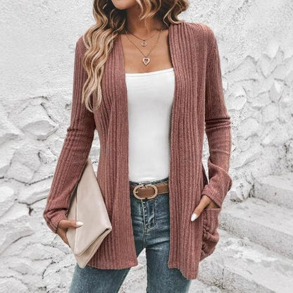 Women's cardigan with open design and practical pockets NOVAE