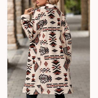 Women's fleece jacket with ethnic pattern NOVAE